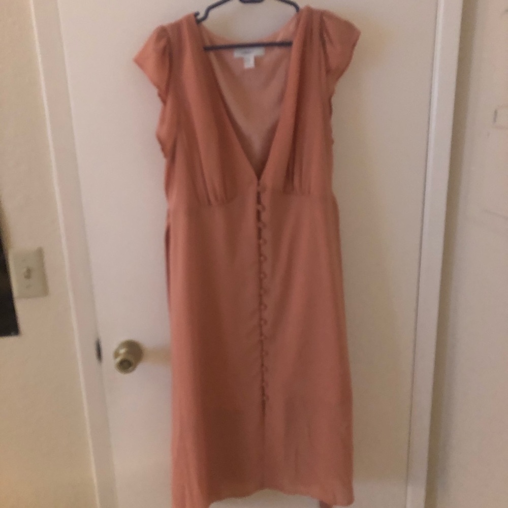 VNeck button front dress